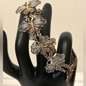 Vtg UnoAerre Italian 900 pure Gold Vermeil Butterfly Bracelet 21.65g
